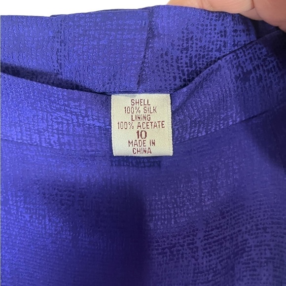 Vintage Adrianna Papell 2 Piece Suit 100% Silk Size 10 Purple Button Down - Picture 7 of 13